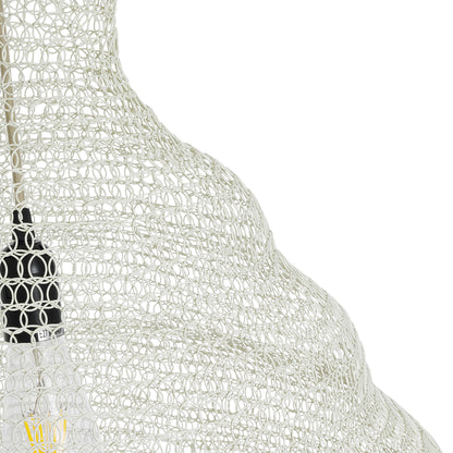 KENTUCKY 01883 Vintage Κρεμαστό Φωτιστικό Οροφής Μονόφωτο 1 x E27 AC220-240V IP20 - Φ60 x Υ90cm - Μπεζ Εκρού Μεταλλικό Πλέγμα