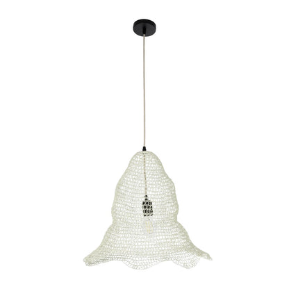 KENTUCKY 01889 Vintage Κρεμαστό Φωτιστικό Πλέγμα Μονόφωτο 1 x E27 IP20 Λευκό Μέταλλο - Μ50 x Π50 x Υ48cm