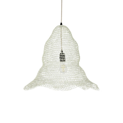 KENTUCKY 01889 Vintage Κρεμαστό Φωτιστικό Πλέγμα Μονόφωτο 1 x E27 IP20 Λευκό Μέταλλο - Μ50 x Π50 x Υ48cm