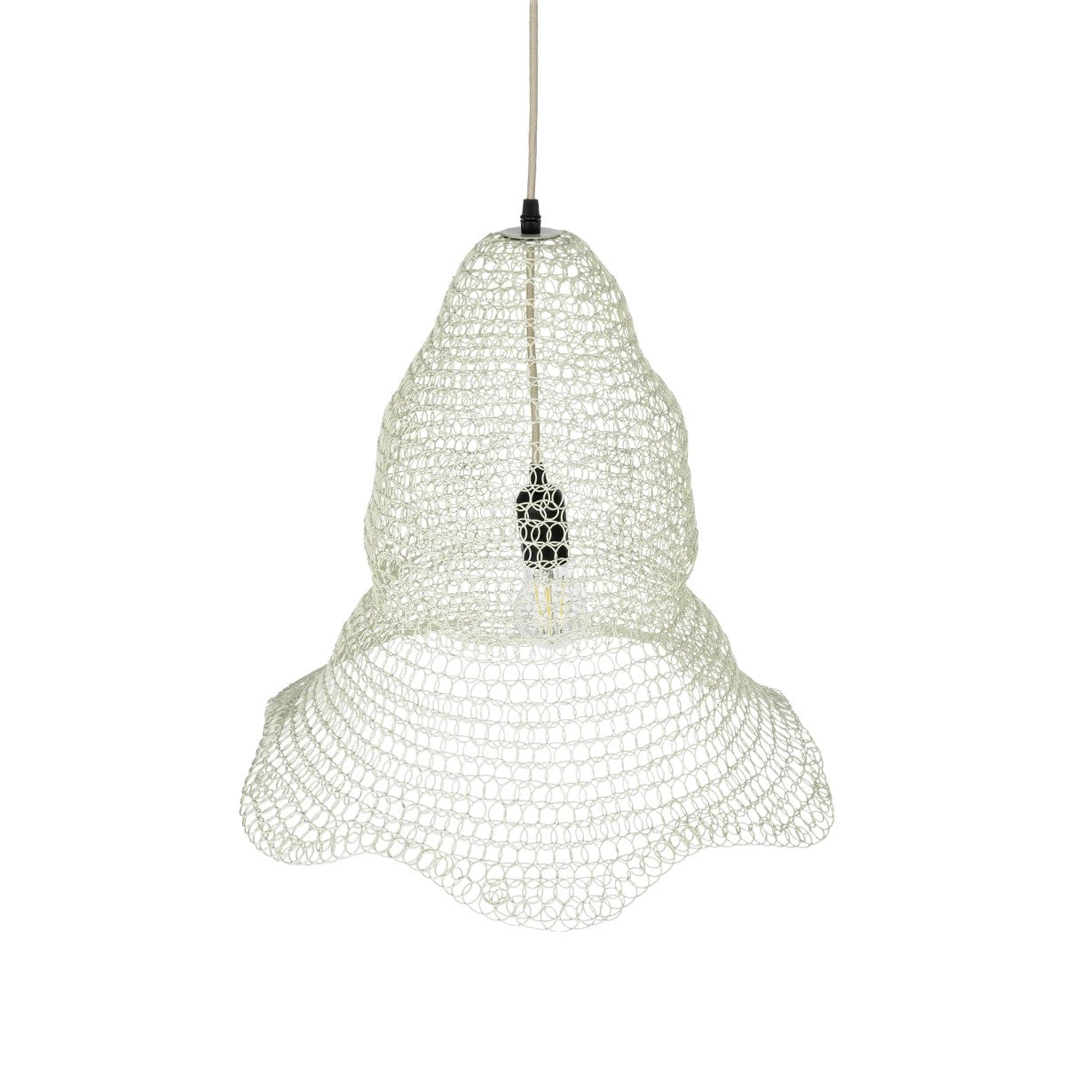 KENTUCKY 01889 Vintage Κρεμαστό Φωτιστικό Πλέγμα Μονόφωτο 1 x E27 IP20 Λευκό Μέταλλο - Μ50 x Π50 x Υ48cm