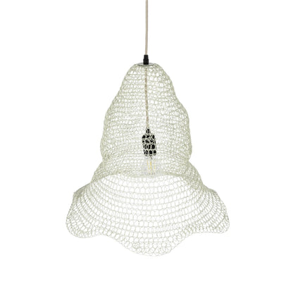 KENTUCKY 01889 Vintage Κρεμαστό Φωτιστικό Πλέγμα Μονόφωτο 1 x E27 IP20 Λευκό Μέταλλο - Μ50 x Π50 x Υ48cm