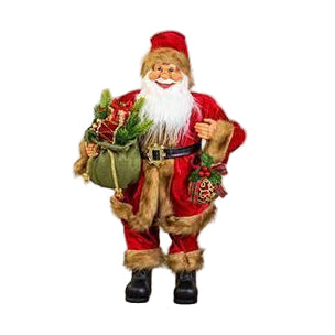 Άγιος Βασίλης Κόκκινος με Καφέ Γουνάκι 60εκ