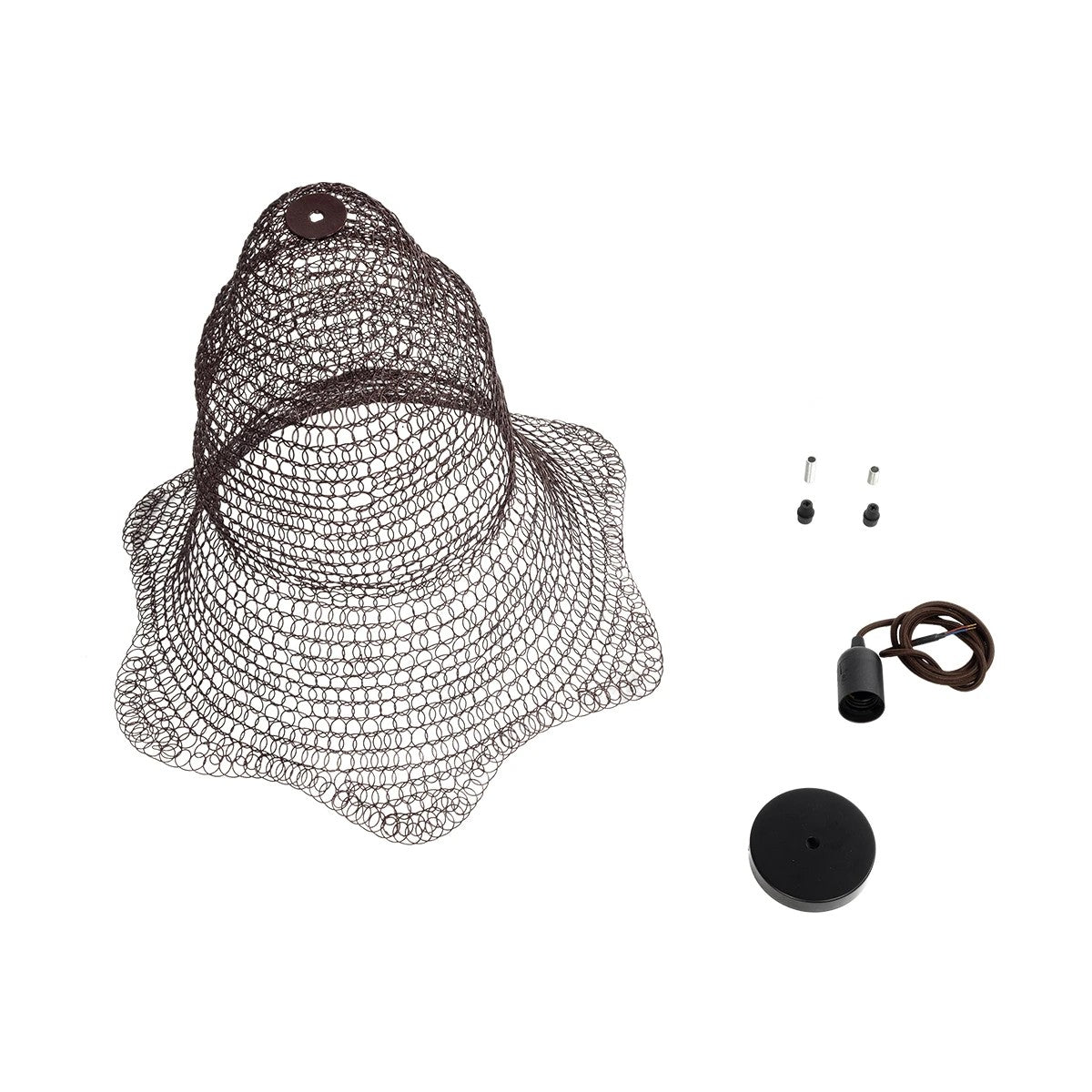 KENTUCKY 01890 Vintage Κρεμαστό Φωτιστικό Πλέγμα Μονόφωτο 1 x E27 IP20 Καφέ Μέταλλο - Μ50 x Π50 x Υ48cm