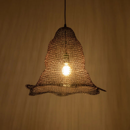 KENTUCKY 01890 Vintage Κρεμαστό Φωτιστικό Πλέγμα Μονόφωτο 1 x E27 IP20 Καφέ Μέταλλο - Μ50 x Π50 x Υ48cm