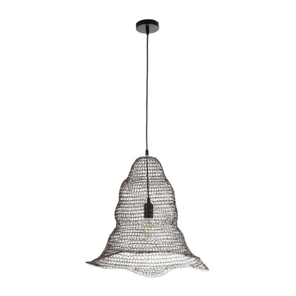 KENTUCKY 01890 Vintage Κρεμαστό Φωτιστικό Πλέγμα Μονόφωτο 1 x E27 IP20 Καφέ Μέταλλο - Μ50 x Π50 x Υ48cm