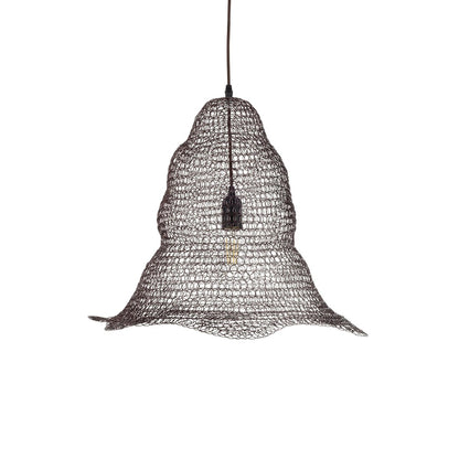 KENTUCKY 01890 Vintage Κρεμαστό Φωτιστικό Πλέγμα Μονόφωτο 1 x E27 IP20 Καφέ Μέταλλο - Μ50 x Π50 x Υ48cm