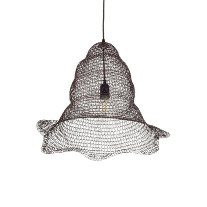 KENTUCKY 01890 Vintage Κρεμαστό Φωτιστικό Πλέγμα Μονόφωτο 1 x E27 IP20 Καφέ Μέταλλο - Μ50 x Π50 x Υ48cm