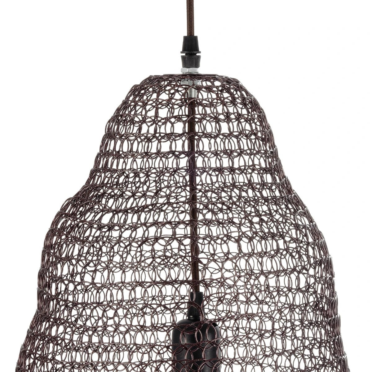 KENTUCKY 01890 Vintage Κρεμαστό Φωτιστικό Πλέγμα Μονόφωτο 1 x E27 IP20 Καφέ Μέταλλο - Μ50 x Π50 x Υ48cm