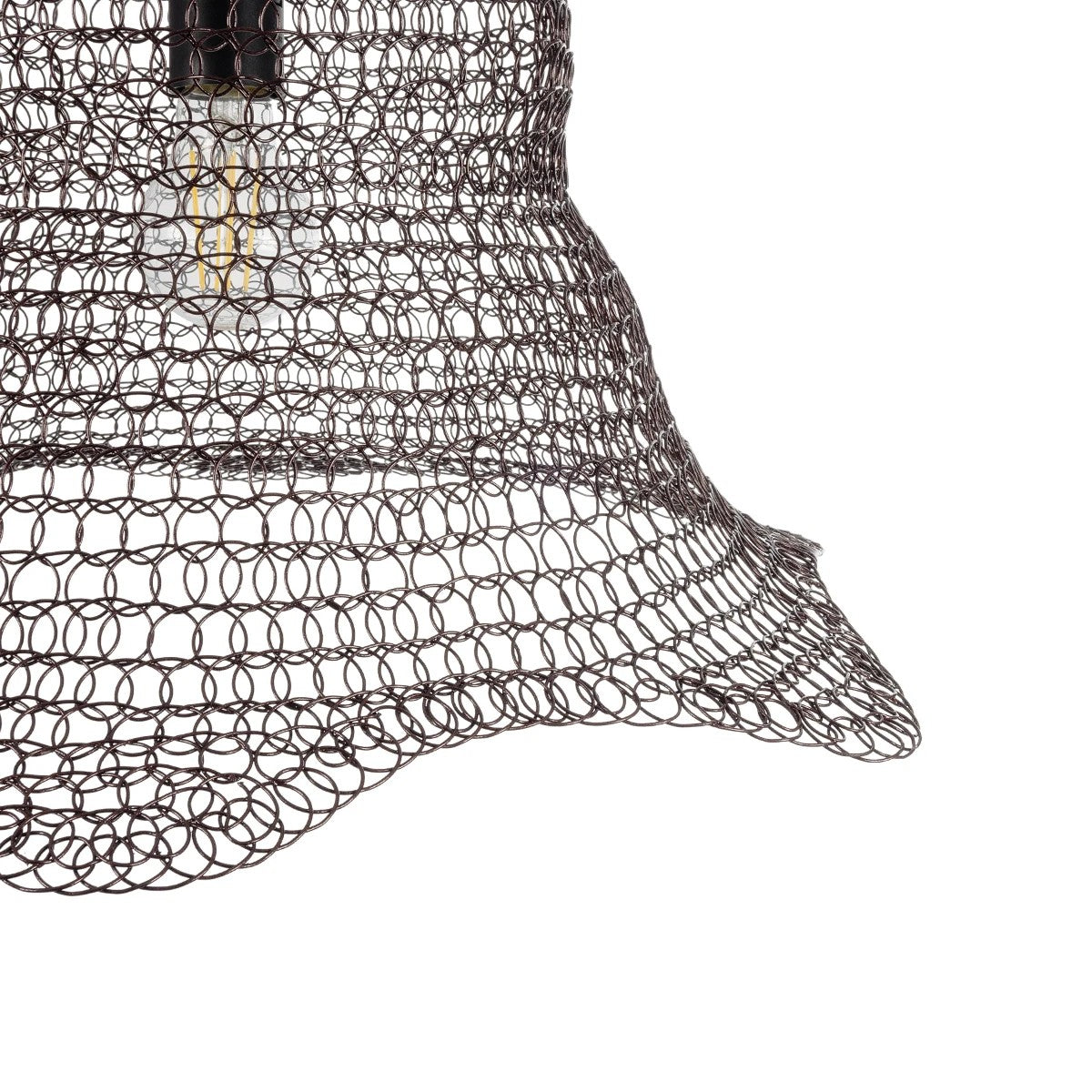 KENTUCKY 01890 Vintage Κρεμαστό Φωτιστικό Πλέγμα Μονόφωτο 1 x E27 IP20 Καφέ Μέταλλο - Μ50 x Π50 x Υ48cm