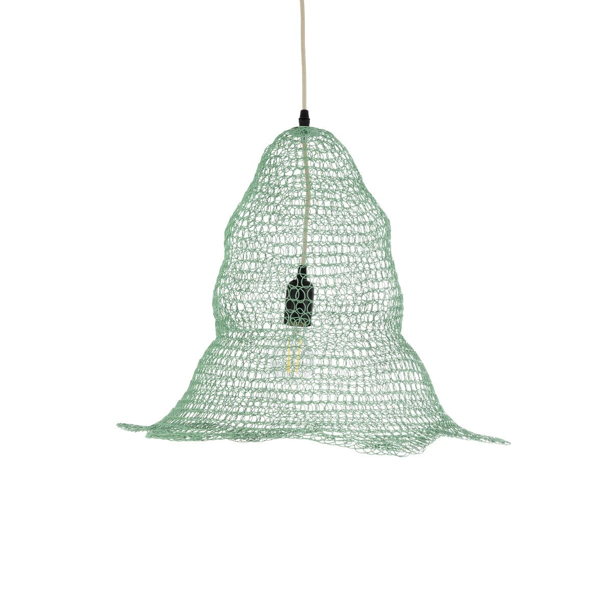 KENTUCKY 01891 Vintage Κρεμαστό Φωτιστικό Πλέγμα Μονόφωτο 1 x E27 IP20 Τιρκουάζ Μέταλλο - Μ50 x Π50 x Υ48cm