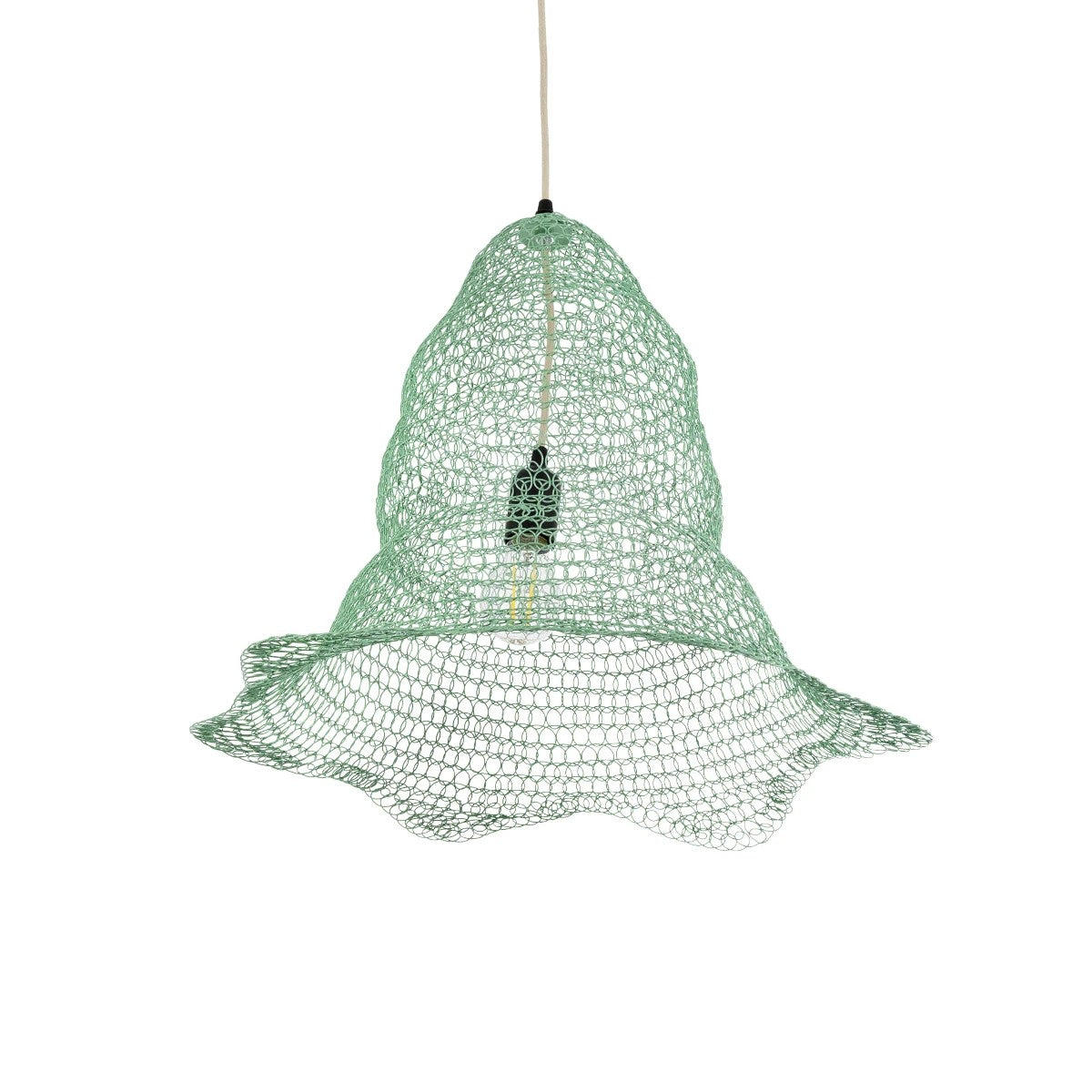 KENTUCKY 01891 Vintage Κρεμαστό Φωτιστικό Πλέγμα Μονόφωτο 1 x E27 IP20 Τιρκουάζ Μέταλλο - Μ50 x Π50 x Υ48cm