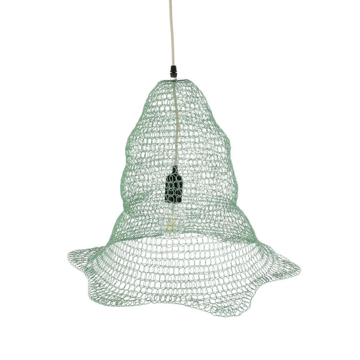 KENTUCKY 01891 Vintage Κρεμαστό Φωτιστικό Πλέγμα Μονόφωτο 1 x E27 IP20 Τιρκουάζ Μέταλλο - Μ50 x Π50 x Υ48cm