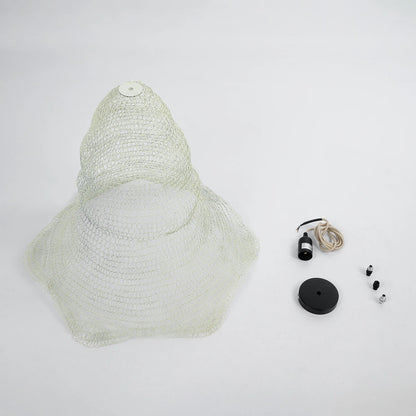 KENTUCKY 01892 Vintage Κρεμαστό Φωτιστικό Πλέγμα Μονόφωτο 1 x E27 IP20 Λευκό Μέταλλο - Μ60 x Π60 x Υ52cm