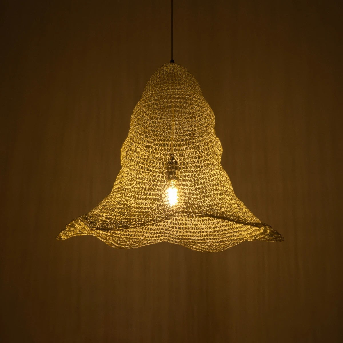 KENTUCKY 01892 Vintage Κρεμαστό Φωτιστικό Πλέγμα Μονόφωτο 1 x E27 IP20 Λευκό Μέταλλο - Μ60 x Π60 x Υ52cm