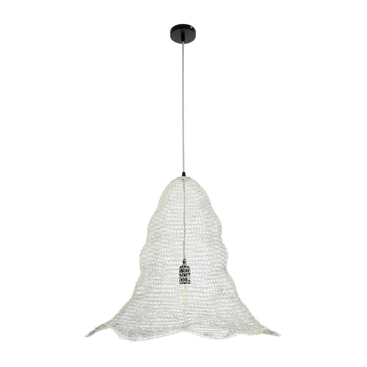 KENTUCKY 01892 Vintage Κρεμαστό Φωτιστικό Πλέγμα Μονόφωτο 1 x E27 IP20 Λευκό Μέταλλο - Μ60 x Π60 x Υ52cm