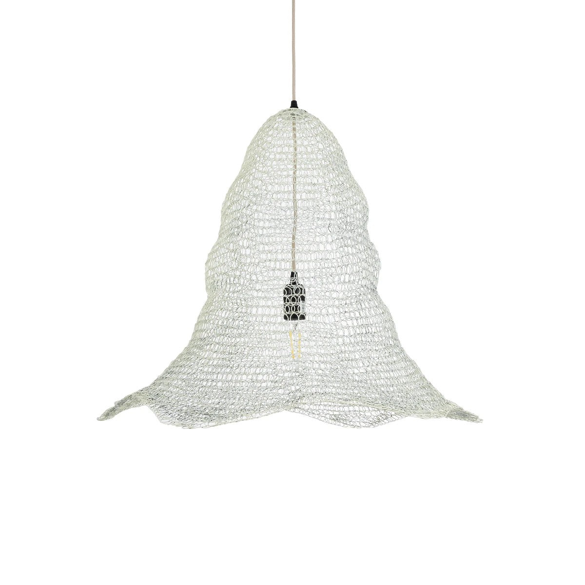 KENTUCKY 01892 Vintage Κρεμαστό Φωτιστικό Πλέγμα Μονόφωτο 1 x E27 IP20 Λευκό Μέταλλο - Μ60 x Π60 x Υ52cm