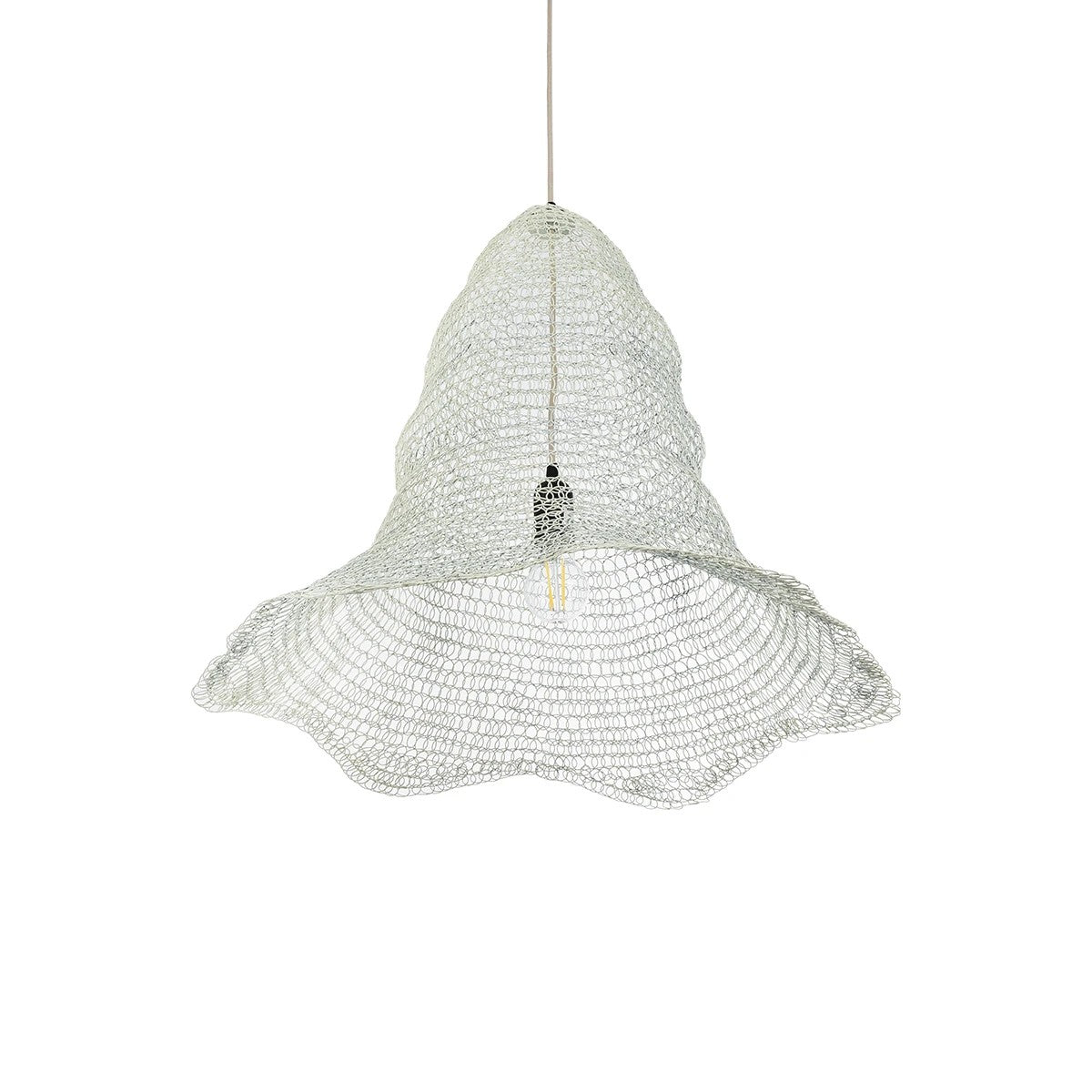 KENTUCKY 01892 Vintage Κρεμαστό Φωτιστικό Πλέγμα Μονόφωτο 1 x E27 IP20 Λευκό Μέταλλο - Μ60 x Π60 x Υ52cm