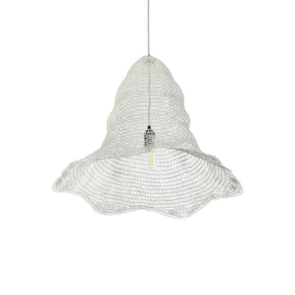KENTUCKY 01892 Vintage Κρεμαστό Φωτιστικό Πλέγμα Μονόφωτο 1 x E27 IP20 Λευκό Μέταλλο - Μ60 x Π60 x Υ52cm