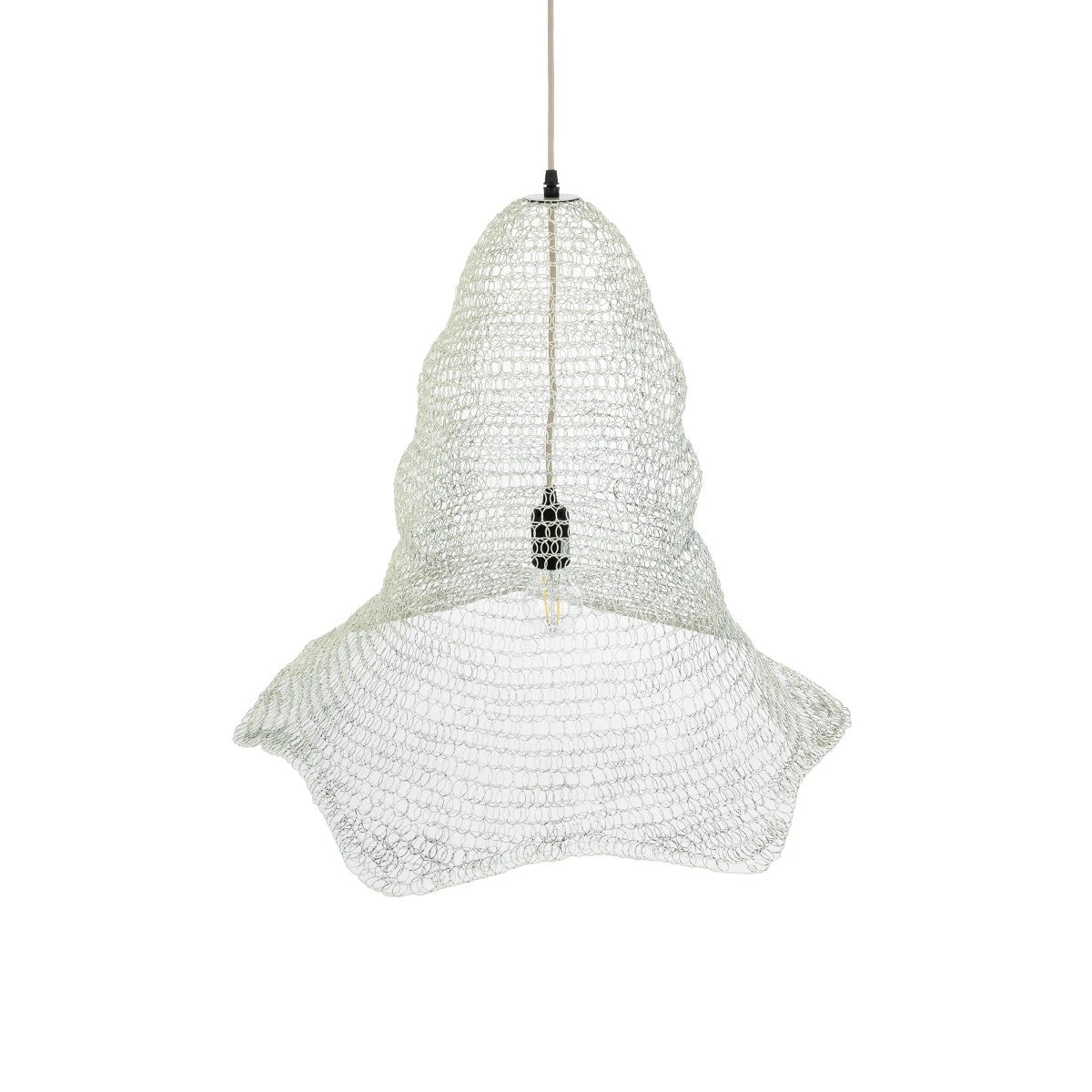 KENTUCKY 01892 Vintage Κρεμαστό Φωτιστικό Πλέγμα Μονόφωτο 1 x E27 IP20 Λευκό Μέταλλο - Μ60 x Π60 x Υ52cm