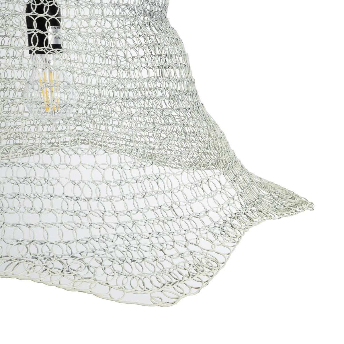 KENTUCKY 01892 Vintage Κρεμαστό Φωτιστικό Πλέγμα Μονόφωτο 1 x E27 IP20 Λευκό Μέταλλο - Μ60 x Π60 x Υ52cm