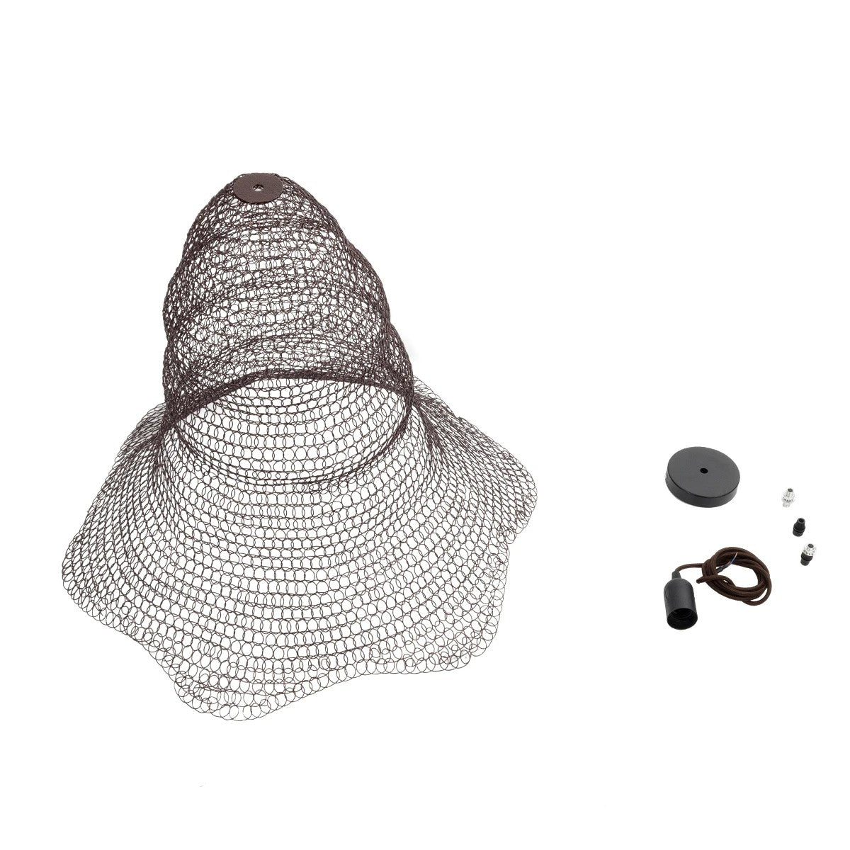 KENTUCKY 01893 Vintage Κρεμαστό Φωτιστικό Πλέγμα Μονόφωτο 1 x E27 IP20 Καφέ Μέταλλο - Μ60 x Π60 x Υ52cm