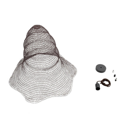 KENTUCKY 01893 Vintage Κρεμαστό Φωτιστικό Πλέγμα Μονόφωτο 1 x E27 IP20 Καφέ Μέταλλο - Μ60 x Π60 x Υ52cm