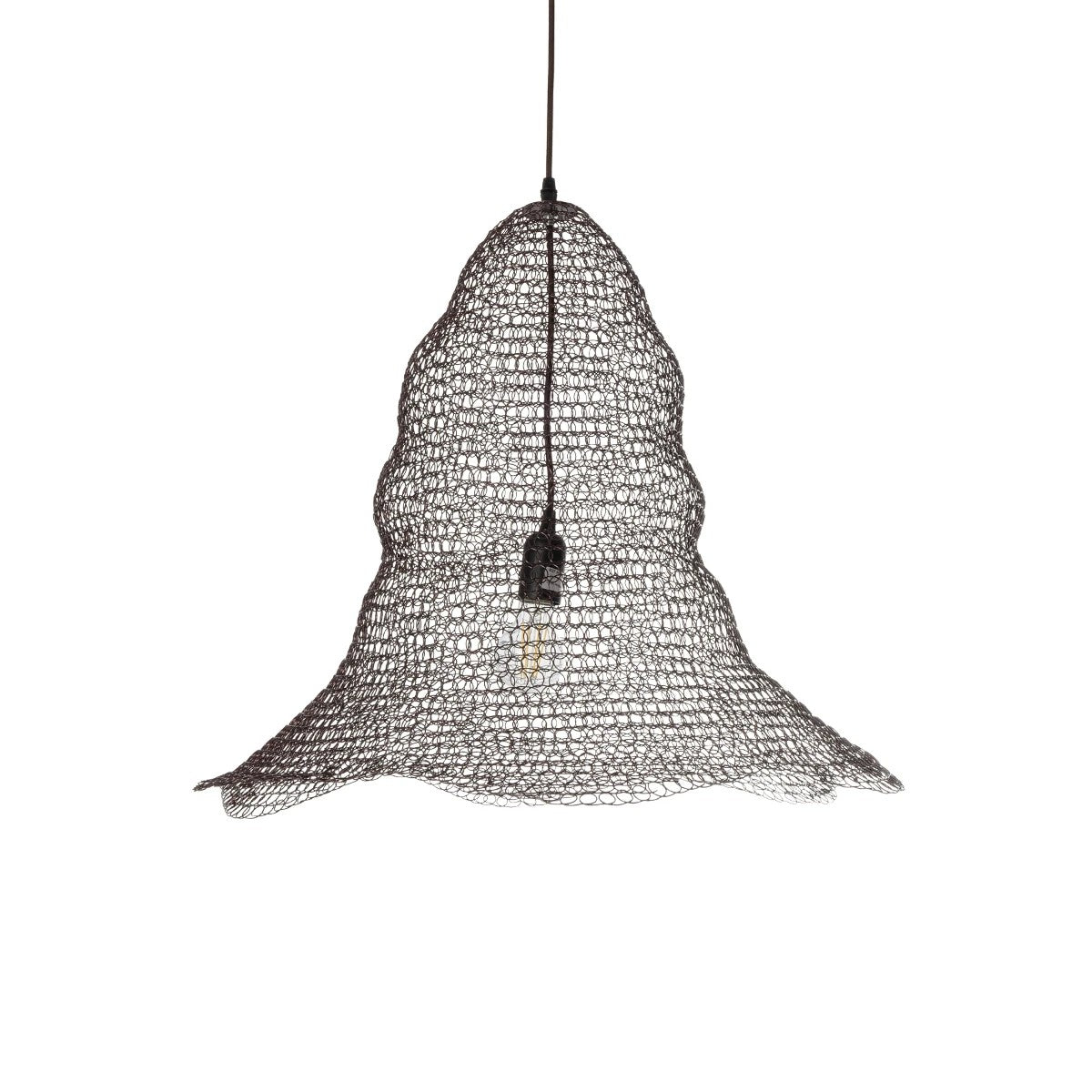 KENTUCKY 01893 Vintage Κρεμαστό Φωτιστικό Πλέγμα Μονόφωτο 1 x E27 IP20 Καφέ Μέταλλο - Μ60 x Π60 x Υ52cm