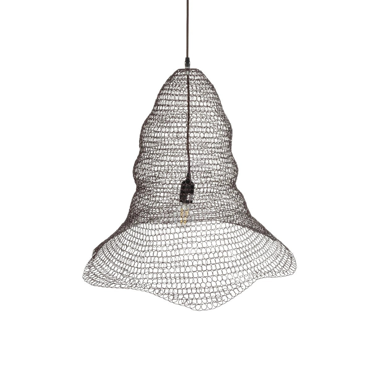 KENTUCKY 01893 Vintage Κρεμαστό Φωτιστικό Πλέγμα Μονόφωτο 1 x E27 IP20 Καφέ Μέταλλο - Μ60 x Π60 x Υ52cm