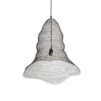 KENTUCKY 01893 Vintage Κρεμαστό Φωτιστικό Πλέγμα Μονόφωτο 1 x E27 IP20 Καφέ Μέταλλο - Μ60 x Π60 x Υ52cm