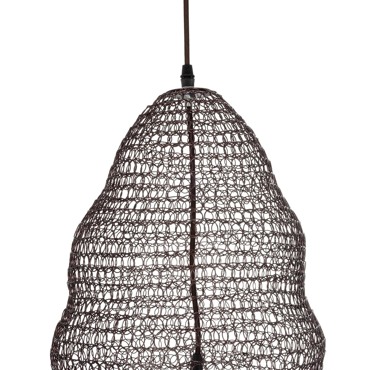 KENTUCKY 01893 Vintage Κρεμαστό Φωτιστικό Πλέγμα Μονόφωτο 1 x E27 IP20 Καφέ Μέταλλο - Μ60 x Π60 x Υ52cm