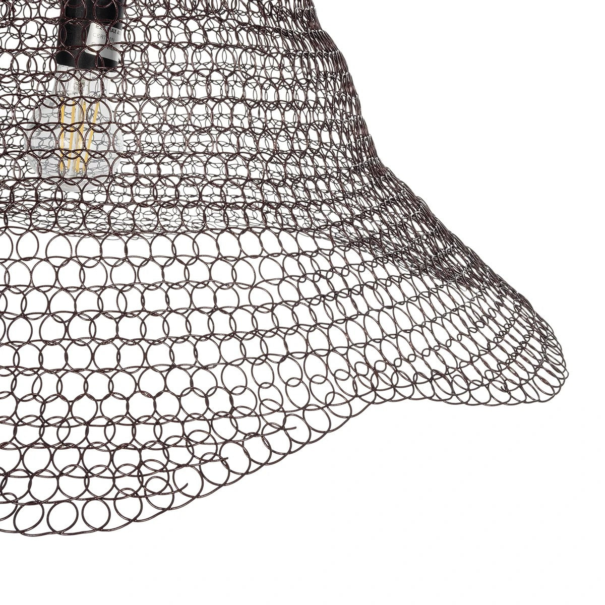 KENTUCKY 01893 Vintage Κρεμαστό Φωτιστικό Πλέγμα Μονόφωτο 1 x E27 IP20 Καφέ Μέταλλο - Μ60 x Π60 x Υ52cm