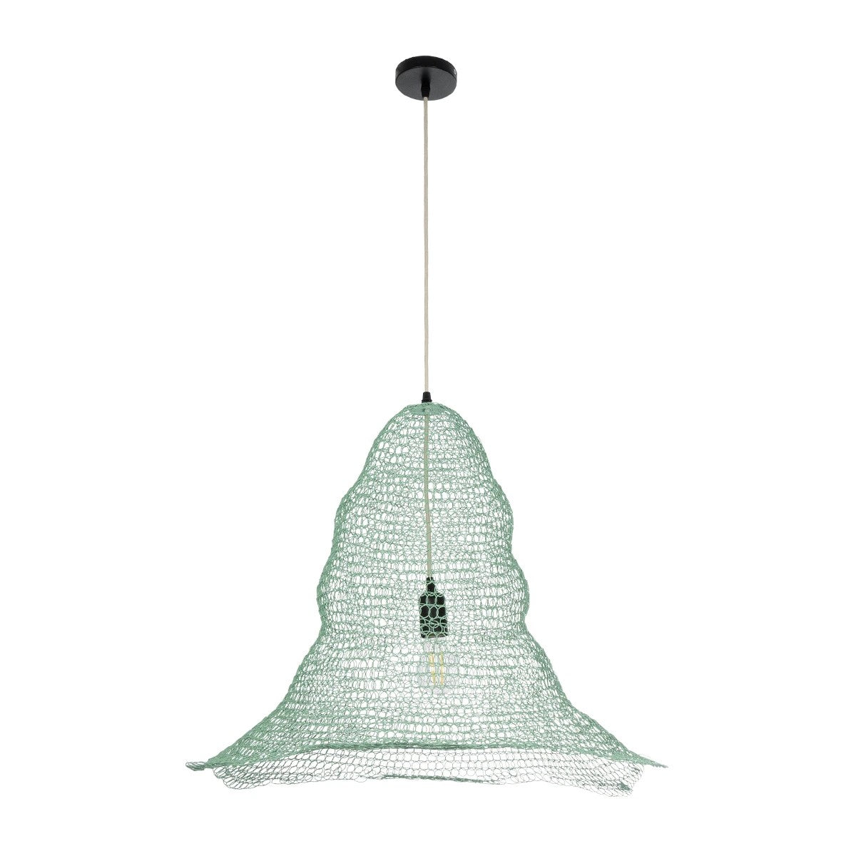 KENTUCKY 01894 Vintage Κρεμαστό Φωτιστικό Πλέγμα Μονόφωτο 1 x E27 IP20 Τιρκουάζ Μέταλλο - Μ60 x Π60 x Υ52cm