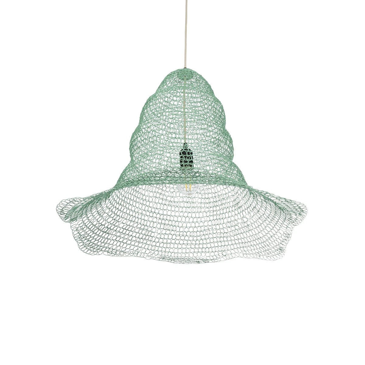 KENTUCKY 01894 Vintage Κρεμαστό Φωτιστικό Πλέγμα Μονόφωτο 1 x E27 IP20 Τιρκουάζ Μέταλλο - Μ60 x Π60 x Υ52cm