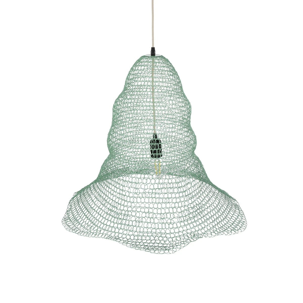 KENTUCKY 01894 Vintage Κρεμαστό Φωτιστικό Πλέγμα Μονόφωτο 1 x E27 IP20 Τιρκουάζ Μέταλλο - Μ60 x Π60 x Υ52cm