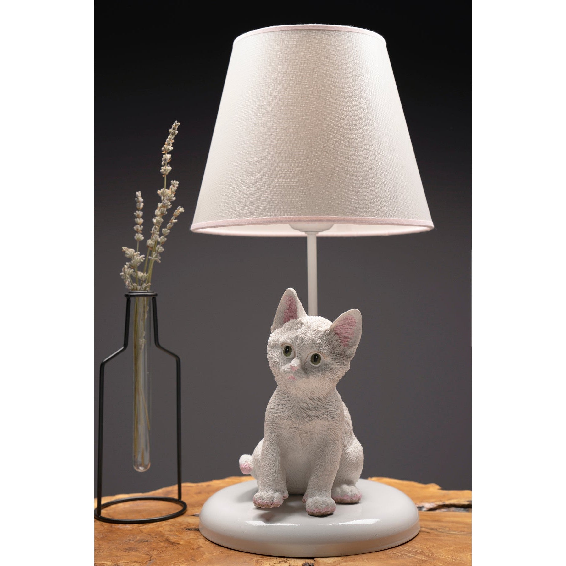 TLT 1265-WH ΕΠΙΤΡΑΠΕΖΙΑ ΛΑΜΠΑ ΜΕ ΦΙΓΟΥΡΑ ΓΑΤΑ ΛΕΥΚΗ Φ24x55