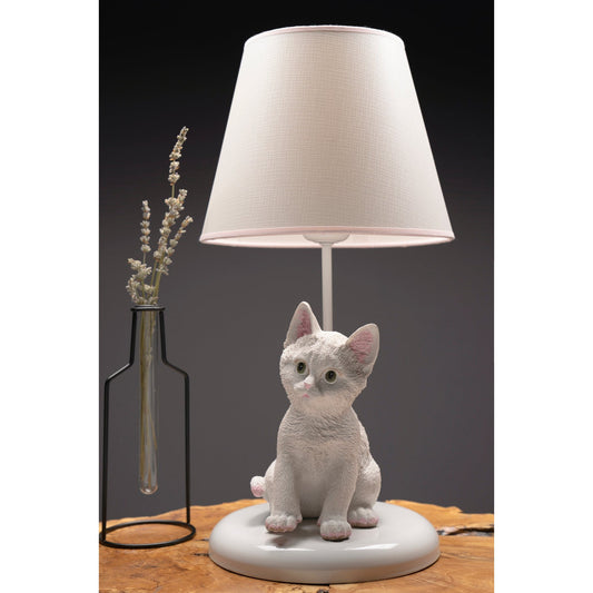 TLT 1265-WH ΕΠΙΤΡΑΠΕΖΙΑ ΛΑΜΠΑ ΜΕ ΦΙΓΟΥΡΑ ΓΑΤΑ ΛΕΥΚΗ Φ24x55