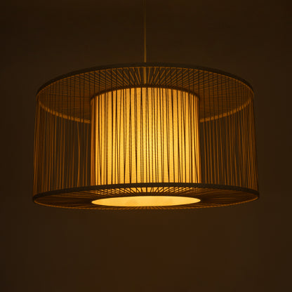 HIBISCUS 01936 Boho Κρεμαστό Φωτιστικό Οροφής Μονόφωτο 1 x E27 AC220-240V IP20 - Φ80 x Υ38cm - Μπεζ Ξύλινο Πλέγμα