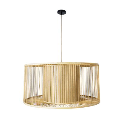 HIBISCUS 01936 Boho Κρεμαστό Φωτιστικό Οροφής Μονόφωτο 1 x E27 AC220-240V IP20 - Φ80 x Υ38cm - Μπεζ Ξύλινο Πλέγμα