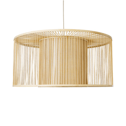 HIBISCUS 01936 Boho Κρεμαστό Φωτιστικό Οροφής Μονόφωτο 1 x E27 AC220-240V IP20 - Φ80 x Υ38cm - Μπεζ Ξύλινο Πλέγμα