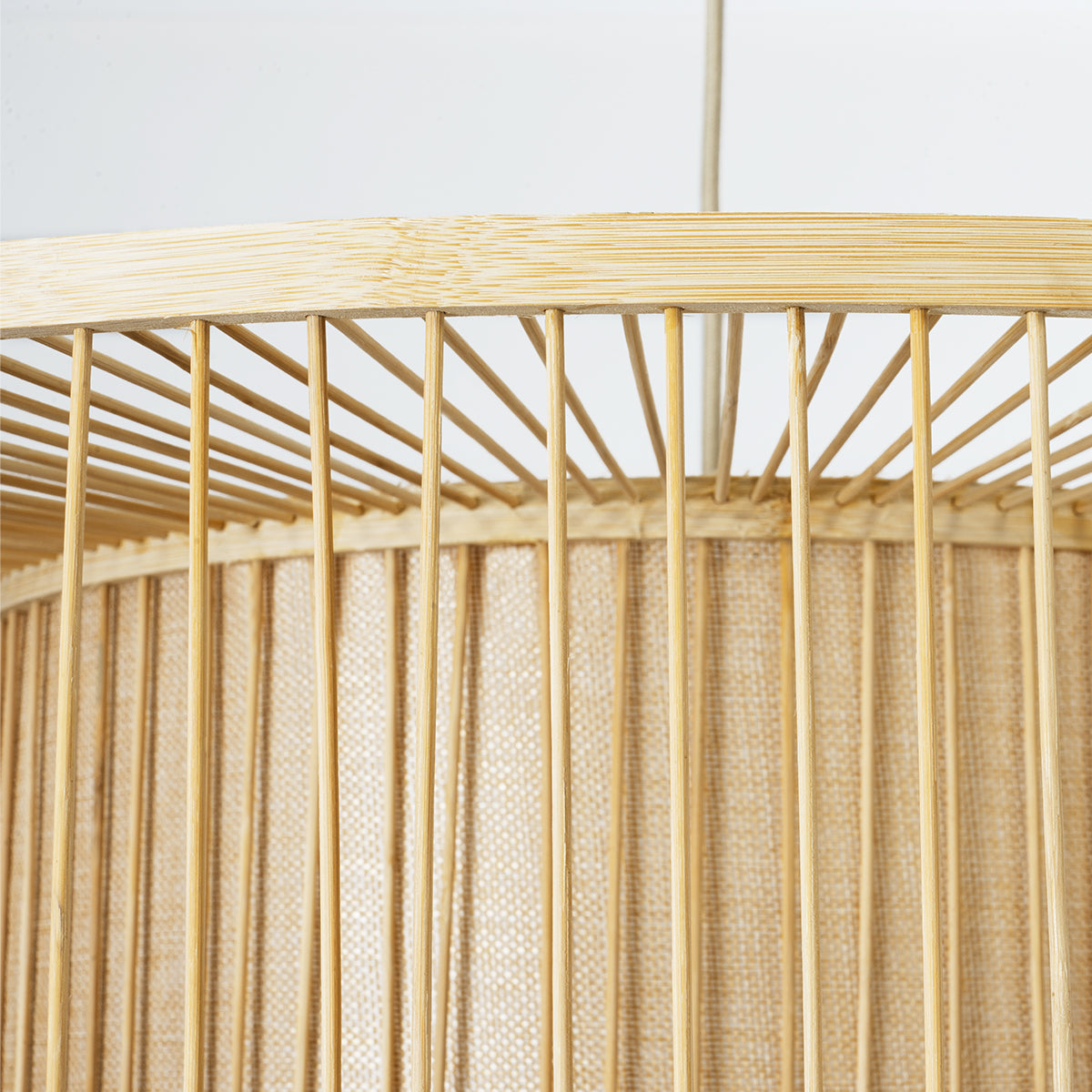 HIBISCUS 01936 Boho Κρεμαστό Φωτιστικό Οροφής Μονόφωτο 1 x E27 AC220-240V IP20 - Φ80 x Υ38cm - Μπεζ Ξύλινο Πλέγμα