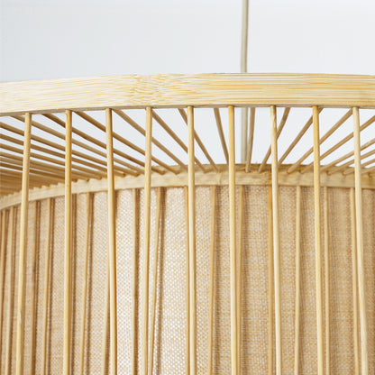 HIBISCUS 01936 Boho Κρεμαστό Φωτιστικό Οροφής Μονόφωτο 1 x E27 AC220-240V IP20 - Φ80 x Υ38cm - Μπεζ Ξύλινο Πλέγμα