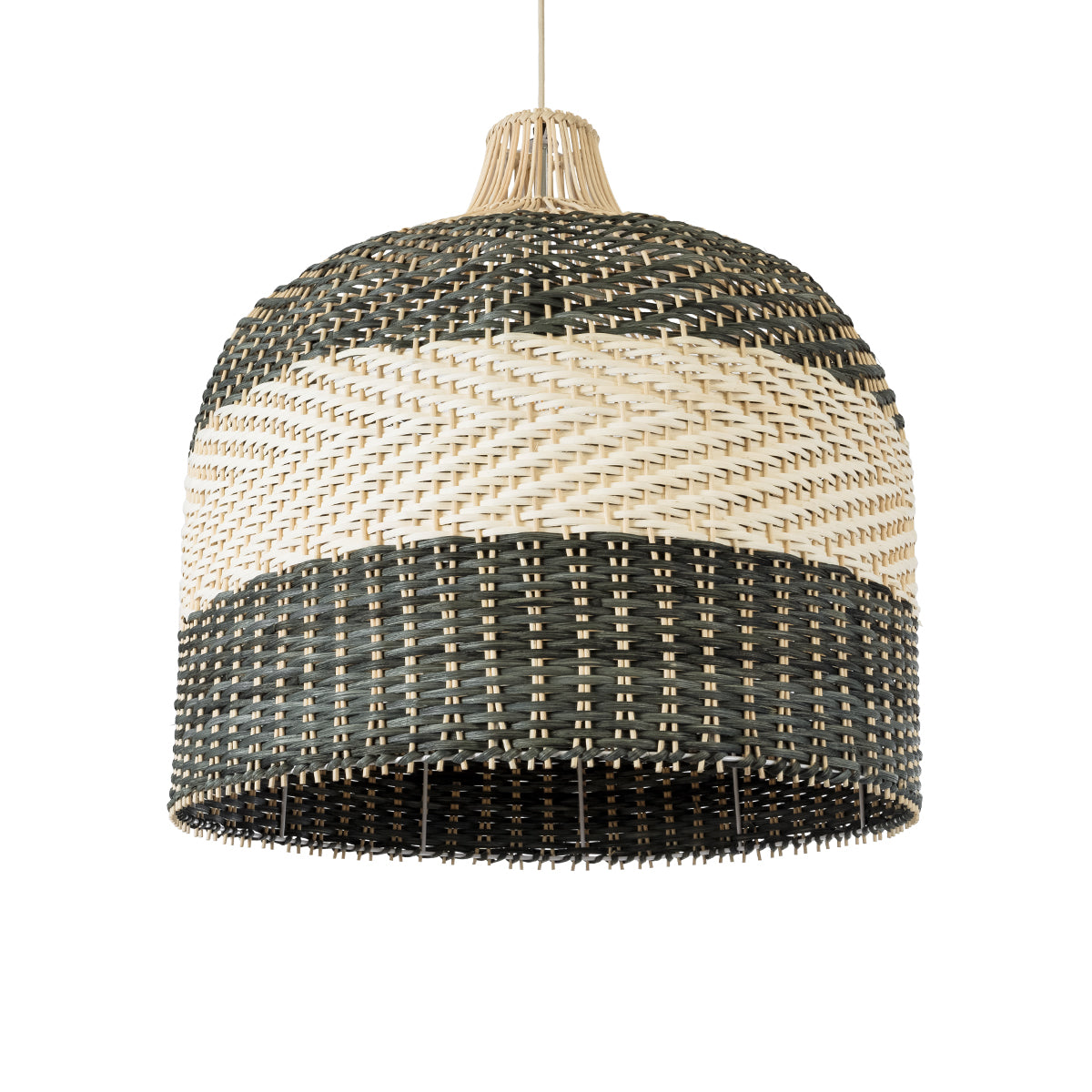 BARBADOS 01945 Boho Κρεμαστό Φωτιστικό Καμπάνα Μονόφωτο 1 x E27 IP20 Μπεζ & Χακί Ξύλο - Μ60 x Π60 x Υ60cm