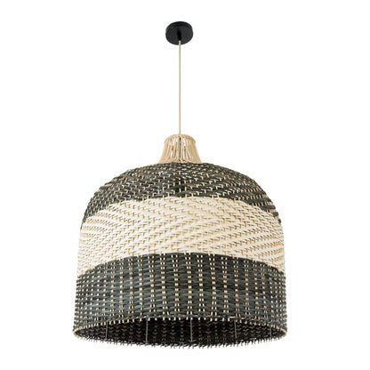 BARBADOS 01945 Boho Κρεμαστό Φωτιστικό Καμπάνα Μονόφωτο 1 x E27 IP20 Μπεζ & Χακί Ξύλο - Μ60 x Π60 x Υ60cm