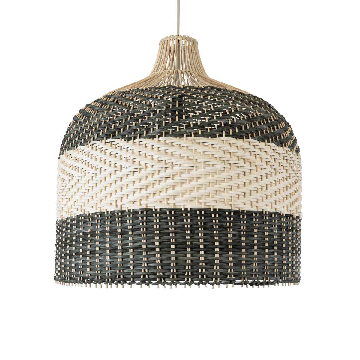 BARBADOS 01945 Boho Κρεμαστό Φωτιστικό Καμπάνα Μονόφωτο 1 x E27 IP20 Μπεζ & Χακί Ξύλο - Μ60 x Π60 x Υ60cm