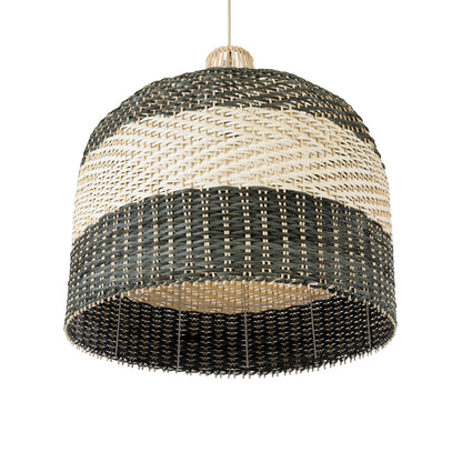 BARBADOS 01945 Boho Κρεμαστό Φωτιστικό Καμπάνα Μονόφωτο 1 x E27 IP20 Μπεζ & Χακί Ξύλο - Μ60 x Π60 x Υ60cm