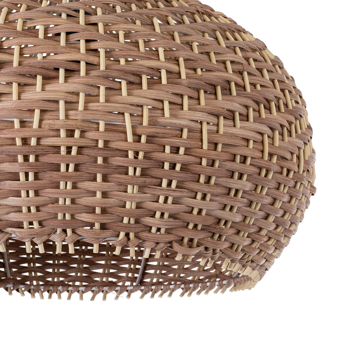 PANAMA 01952 Boho Κρεμαστό Φωτιστικό Οροφής Μονόφωτο 1 x E27 AC220-240V IP20 - Φ40 x Υ34cm - Μπεζ με Καφέ Ξύλινο Μπαμπού Πλέγμα Καμπάνα