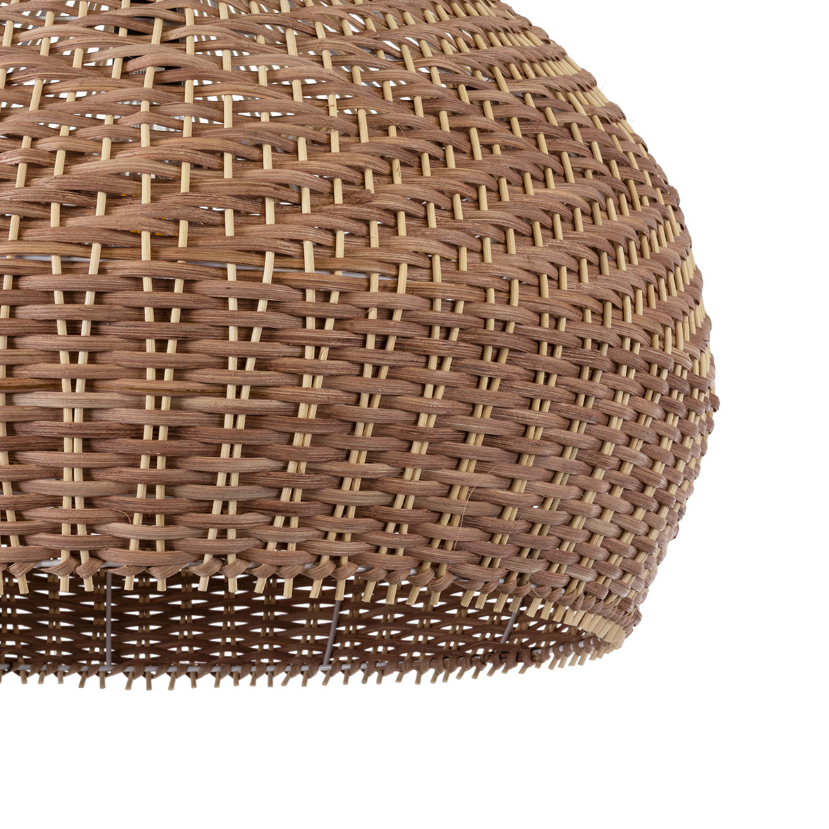 PANAMA 01953 Boho Κρεμαστό Φωτιστικό Οροφής Μονόφωτο 1 x E27 AC220-240V IP20 - Φ60 x Υ60cm - Μπεζ με Καφέ Ξύλινο Μπαμπού Πλέγμα Καμπάνα