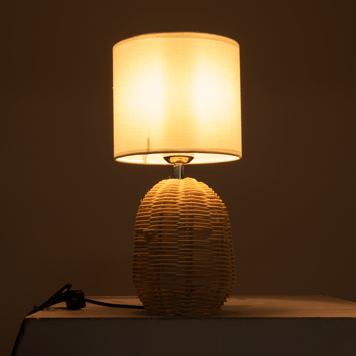 HASUMI 01958 Boho Επιτραπέζιο Φωτιστικό Πορτατίφ με Ντουί 1 x E27 AC 220-240V IP20 - Μπεζ & Λευκό - Μ18 x Π18 x Υ36