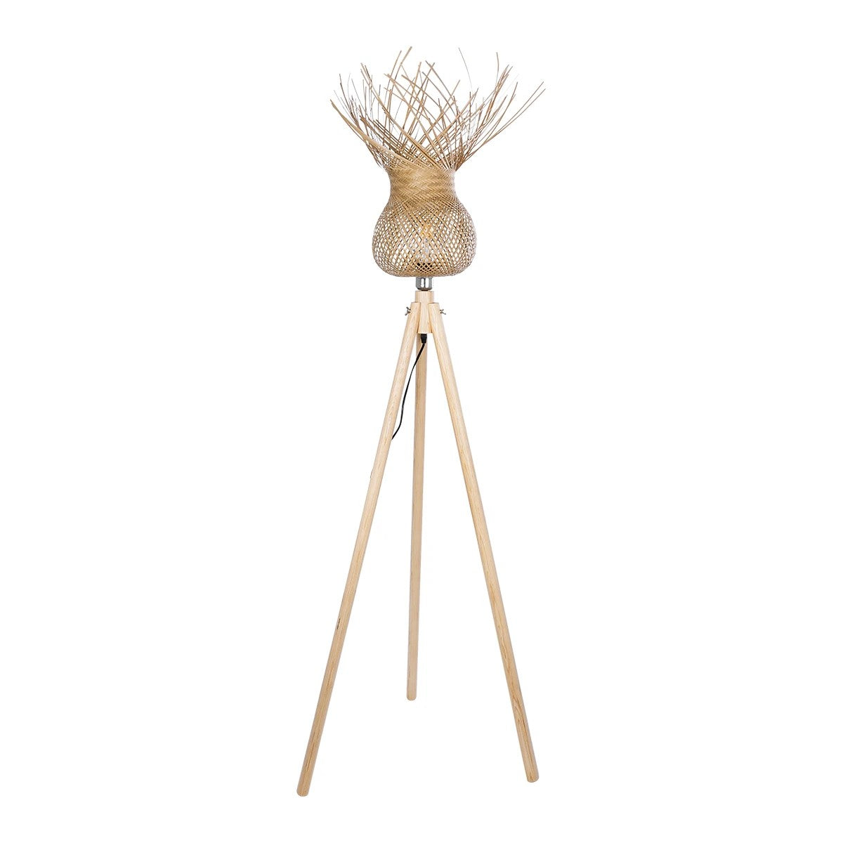 POPPY 01984 Boho Επιδαπέδιο Φωτιστικό Μονόφωτο 1 x E27 IP20 Μπεζ Ξύλο - Μ58 x Π58 x Υ168cm