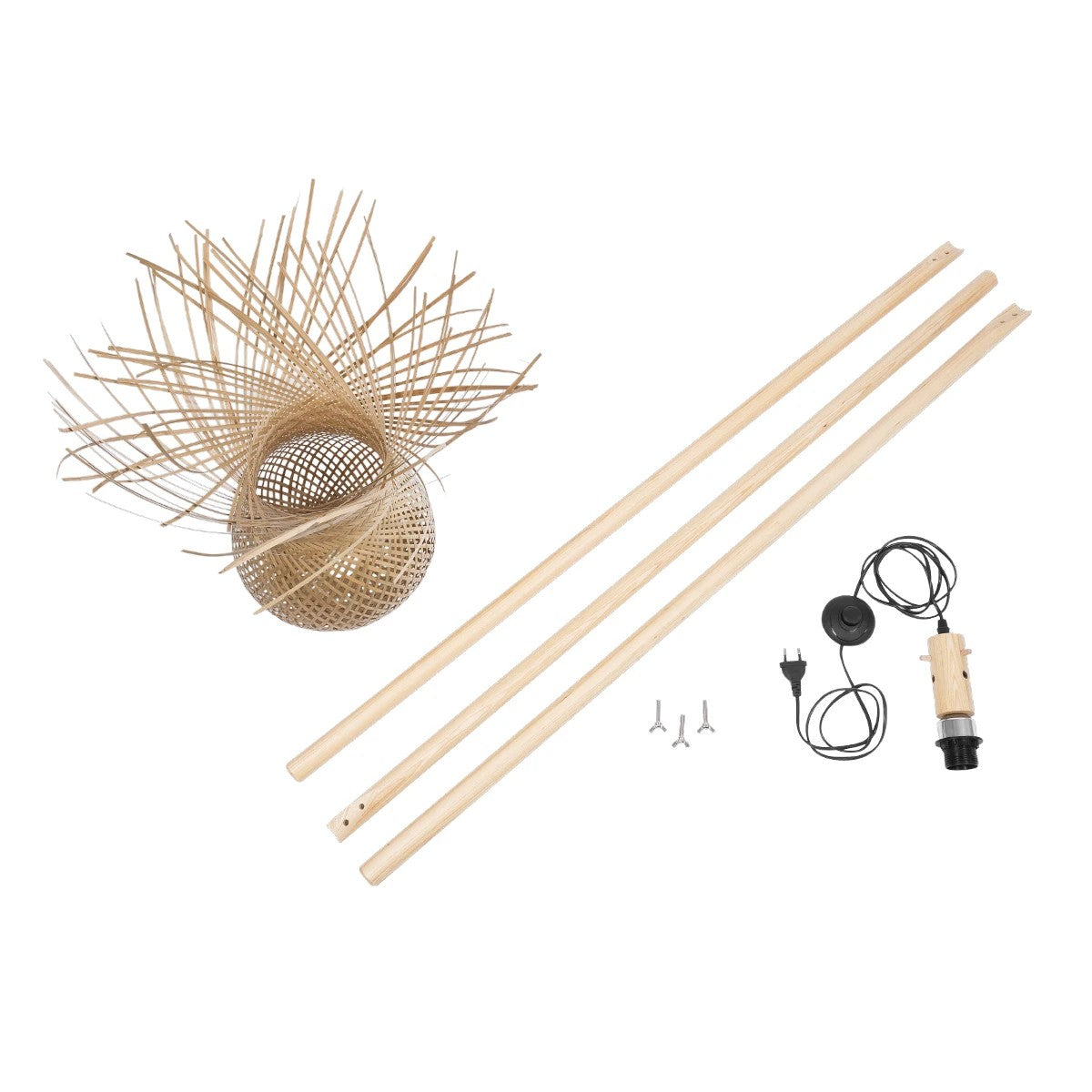 POPPY 01984 Boho Επιδαπέδιο Φωτιστικό Μονόφωτο 1 x E27 IP20 Μπεζ Ξύλο - Μ58 x Π58 x Υ168cm